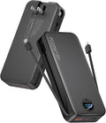 citicr Portable Charger 20000mAh PD20W w/Built-in Cables & Wall Plug Black | High capacity, Fast charging, Built-in wall plug, LED display, Charge 5 devices at once, Pass through charging, TSA approved