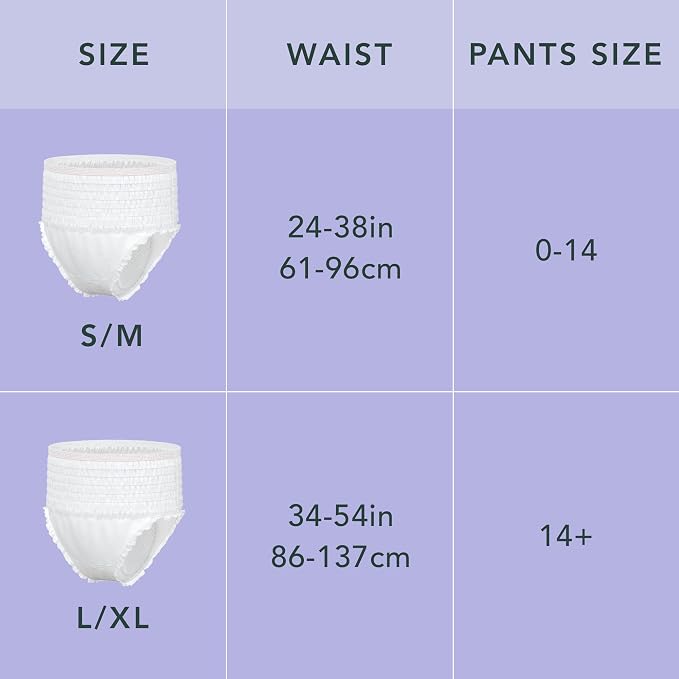 Rael Disposable Underwear for Women, Organic Cotton Cover - Incontinence Pads, Postpartum Essentials, Disposable Underwear, Unscented, Maximum Coverage (Size S-M, 12 Count)