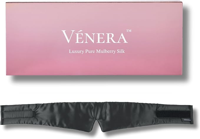 Silk Eye Mask - 100% Pure Mulberry 22 Momme Silk Sleep Mask, Adjustable Sleep Mask for Women and Men (Adjustable, Cloud Black)