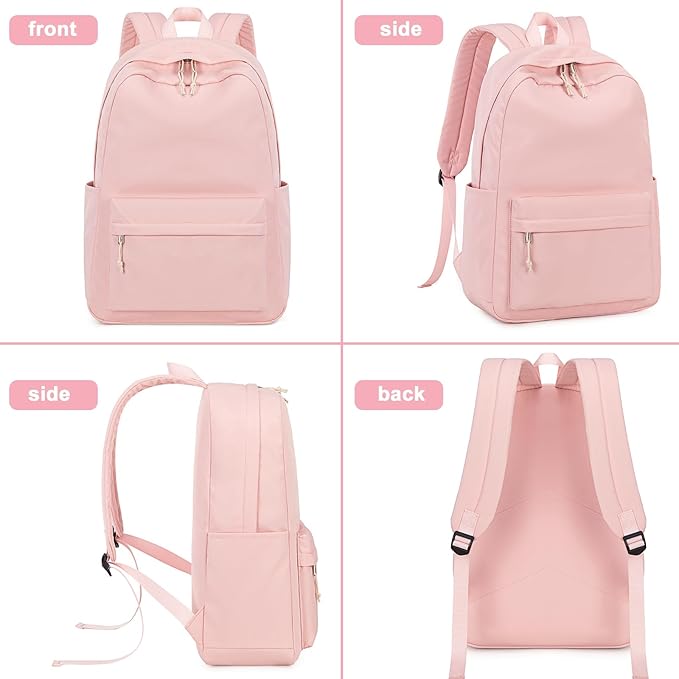 LOIDOU Backpack for Girls School Backpacks Bookbags for Elementary Middle School Women Laptop Backpacks (Solid Pink, L-17)