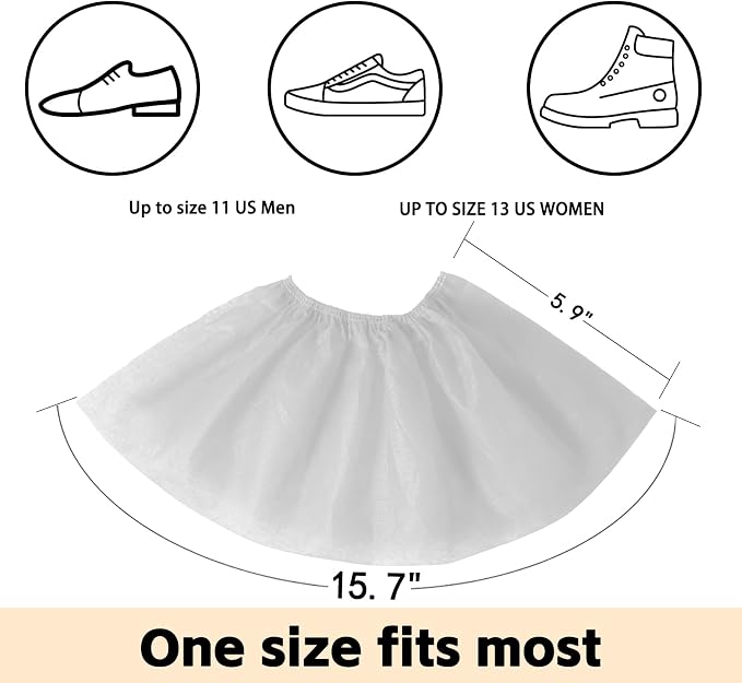 White 1000 Pieces(500 Pairs) Shoe Covers Disposable, Waterproof,Non-Slip for Various Occasions,fits up to US Men's 12 & Women's 13 Size,Durable Booties Boot Covers for Indoors & Outdoor