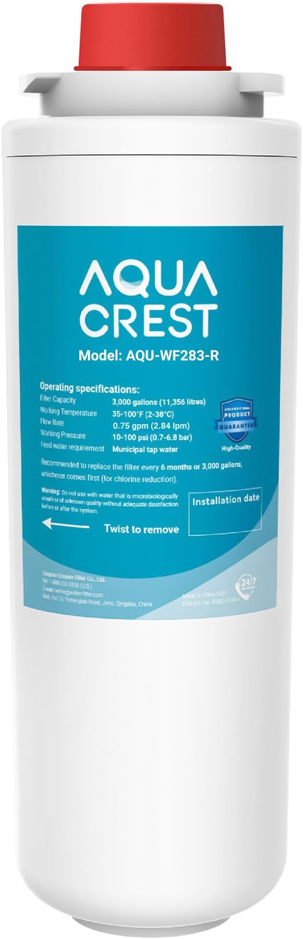 [WITH CHIP] AQUA CREST WF283-R Replacement for Elkay® 51300C, Compatible with Elkay® ezH20® and Halsey Taylor® Bottle Filling Stations, NSF/ANSI 42, Reduces Chlorine, Bad Taste & Odor