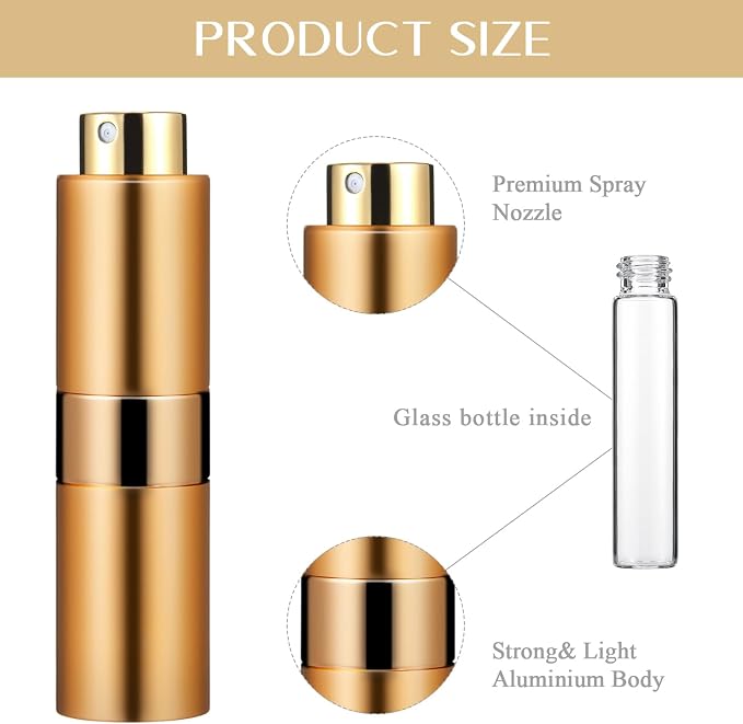 Honeydak 7 Pcs 20ml Travel Perfume Atomizer Bottles, Refillable Cologne Travel Spray Bottles, Portable Empty Perfume Sprayers with Pump Transfer Tools for Purse, Daily Use
