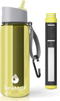 SurviMate 5-Stage 0.01μm Ultra-Filtration Filtered Water Bottle, BPA-Free Material, NSF/ANSI 42 Certified, Portable Water Filter Bottle for Survival, Camping, Hiking, and Emergency Use