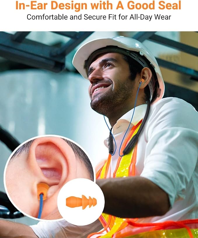 Noise Reduction Wireless Neckband Headphones with Qualcomm aptX HD, 27dB NRR, CVC Noise Cancelling Mic & Controls, 20H Playtime for Work Safety OSHA Compliant