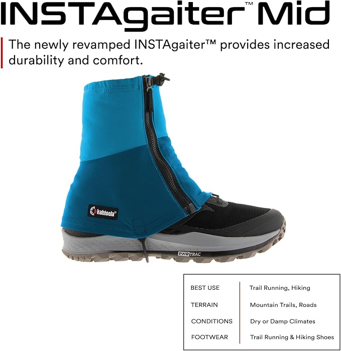 Kahtoola INSTAgaiter Mid Gaiters for Hiking, Trail Running in Mud & Snow