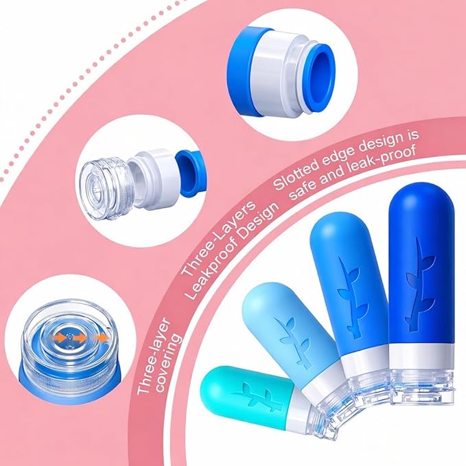 Tocelffe 18pack Travel Bottles for Toiletries,TSA Approved Silicone Travel Containers jar for Toiletries,Leak Proof Refillable Liqus Shampoo And Conditioner Essentials toiletry