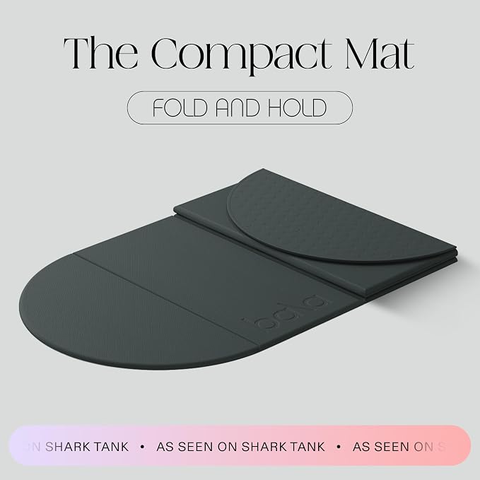 Bala Compact Workout Mat for Gym - 12MM Thick Slip-Resistant, Sweat Absorbing, & Foldable Yoga Mat for Pilates, Core Training & Exercise - Home Fitness Essentials for Women & Men - Travel-Friendly