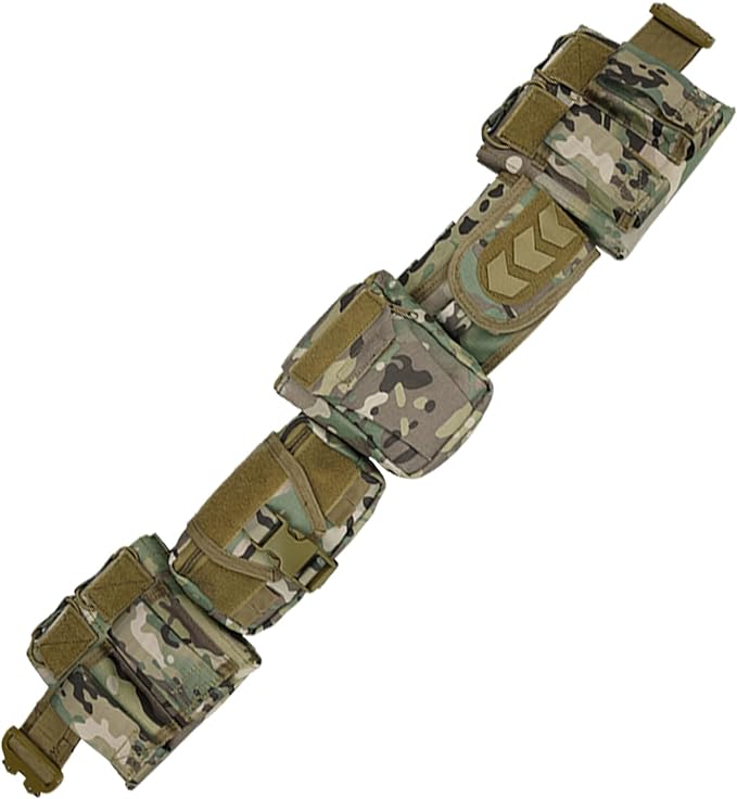 YAKEDA Tactical Battle Belts for Men- Quick Release Trigger Airsoft Belt Heavy Duty Belts with Pouches 7 PCS