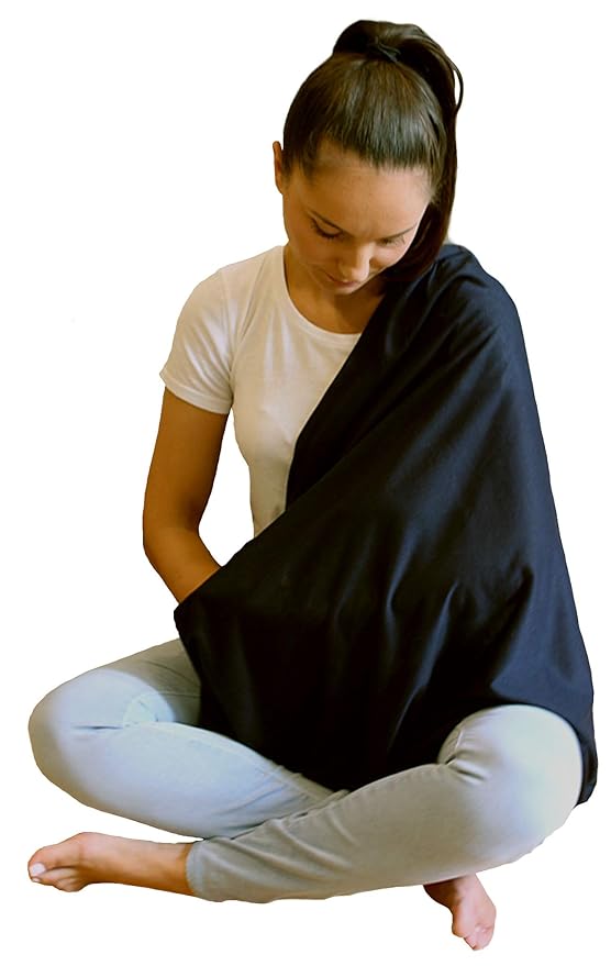 2 Pack Nursing Covers for Breastfeeding, Soft Infinity Scarf Shawl Cover Up - Lightweight, Breathable Privacy Nursing Wrap (Black, Heathered Grey)