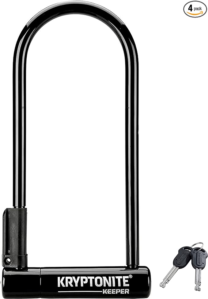 Kryptonite Keeper Bike U-Lock, Anti-Theft Security Bicycle U Lock, 12mm Steel Shackle with Mounting Bracket and Keys, High Security Lock for Bicycles Scooters