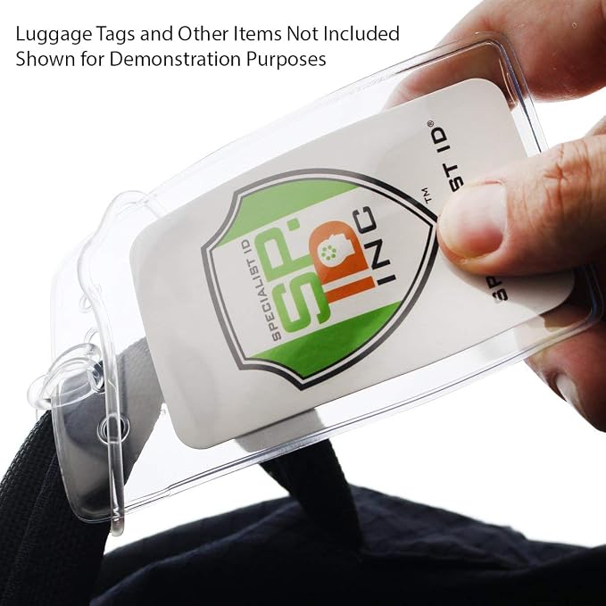 25 Pack - 6 Inch Premium Clear Plastic Luggage Tag Holders - Strong, Flexible Elastic Worm Loops for Bag Tags, Backpacks and Suitcases - Plastic Strap Loops by Specialist ID