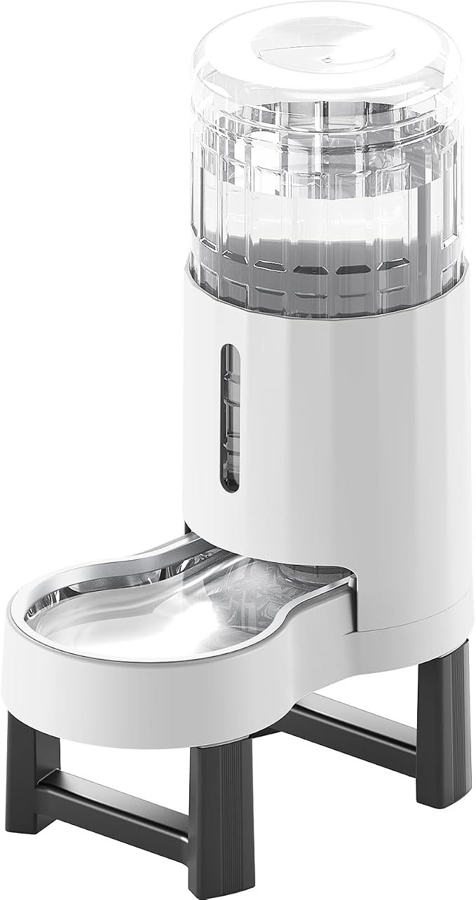 CZPET Elevated Dog Water Bowl Dispenser for Large Dogs,8L Tall Raised Pet Waterer Stand,Relieve Neck Pressure,Large Capacity and Drinking Area Noise-Free for Pets (8L+Stand,White)