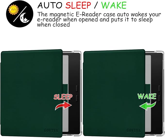 Pen Holder Case for Onyx Boox Go Color 7 (Gen 1/2, 2024/2025) / Boox Go 7 Ultra-Thin Enhanced Auto Sleep/Wake Cover with Transparent TPU Back & Magnetic Closure (Green)