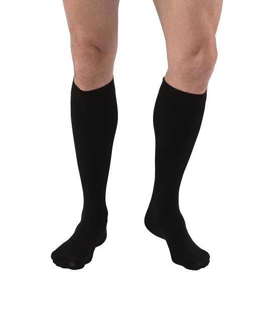 JOBST Relief Knee High Graduated Compression Socks, 15-20 mmHg - Comfortable Unisex Design - Closed Toe, Black, X-Large Full Calf Petite