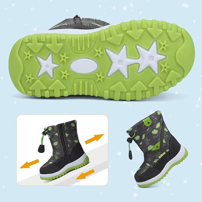 CIOR Winter Snow Boots for Boy and Girl Outdoor Waterproof with Fur Lined(Toddler/Little Kids)