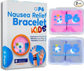 P6 Motion Sickness Bands for Kids Children’s Wristbands for Anti Nausea Sea Cruise Travel Car Sickness All-Natural Non Drowsy Relief Acupressure Treatment (2 Pack, White - Pink)