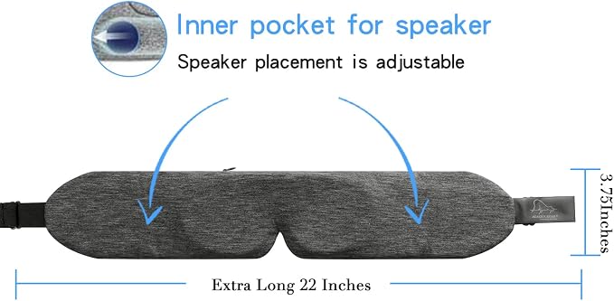 ALASKA BEAR Headphone Cotton Headband Bluetooth 5.2 HD Stereo Noise Reduction Eye Contour Built-in Cotton Sleep Mask with Thin Speakers Wireless Audio Sound Sports Headgear(Cool Gray)