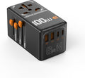 TESSAN Universal Travel Adapter, 100W GaN International Power Adaptor with 4 USB Ports (2 USB C), Worldwide Plug Adapter for US to EU Europe UK AUS France Italy Spain Ireland(Type C G A I), Black