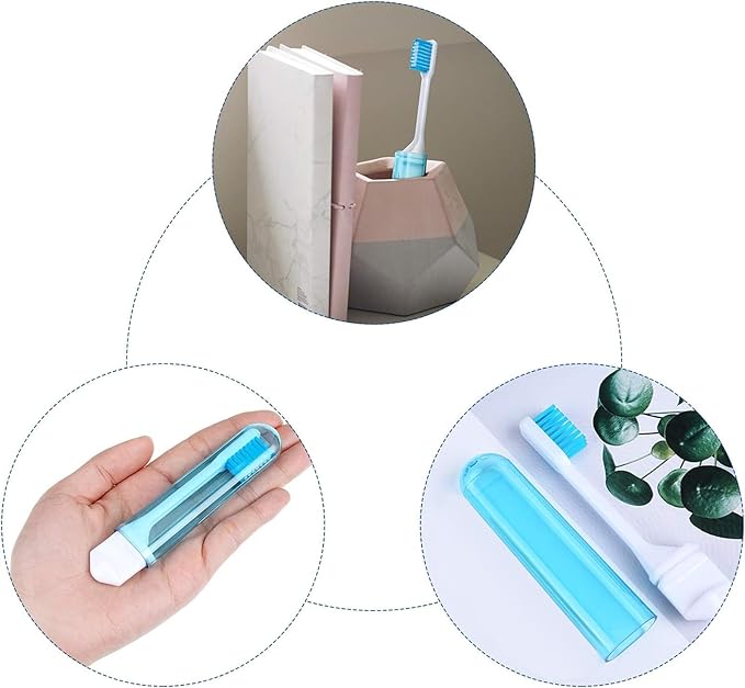 Patelai 4 Pieces Travel Toothbrush Set, Travel Size Toiletries, Soft Bristle Mini Foldable Tooth Brush with Case, Individually Wrapped Small Portable Toothbrush for Camping Home (Warm Color)