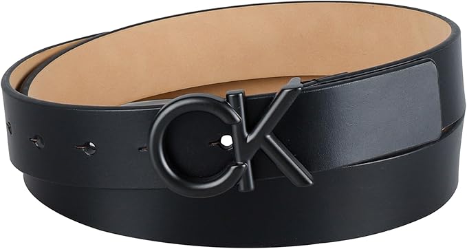 Calvin Klein Men’s CK Monogram Cut Out Buckle Belt – Casual Belt for Jeans & Everyday Wear