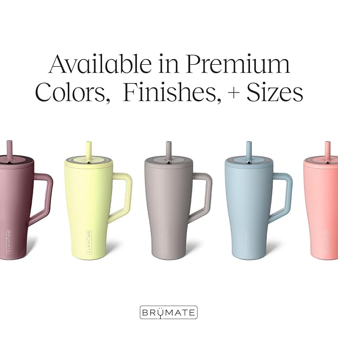 BrüMate Era 30 oz Tumbler with Handle & Straw | 100% Leakproof Insulated Water Bottle Tumbler with Lid & Flexible SoftSip Straw | Made of Stainless Steel | Cup Holder Friendly | 30oz (Clementine)