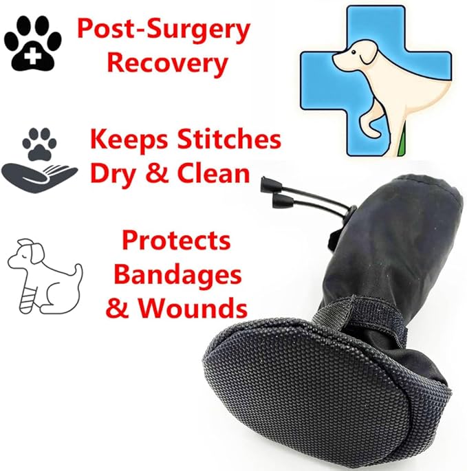 Waterproof Dog Paw Wound Recovery Boot Bandage Cover Protector, M, 1-Pack