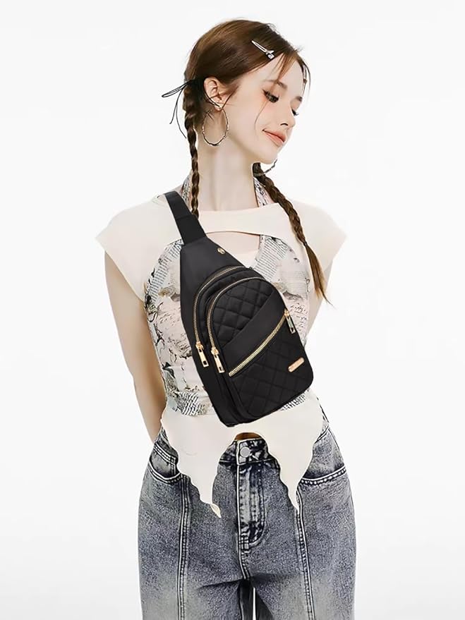 AOSTIHOT Small Sling Backpack for Women, Chest Bag Daypack Crossbody for Travel Sport Running Hiking Black
