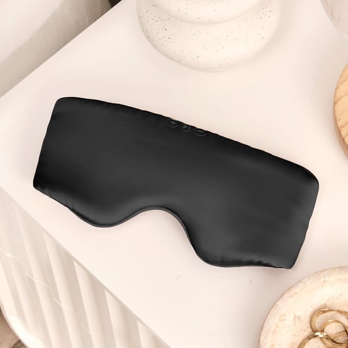 SilkSound 100% Mulberry Silk Bluetooth Sleep Mask, Skin-Friendly Sleeping Eyemask with Bluetooth Headphones, Sleep Gifts for Women, Silk Eyemask Headband Headphones for Sleeping Side Speakers