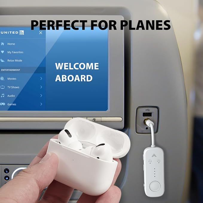 Avantree Relay - Premium Airplane Bluetooth 5.3 Adapter & Clan N1 - Active Noise-Canceling Wireless Earbuds for Music, Calls While Commuting with Hybrid ANC, Transparency Mode