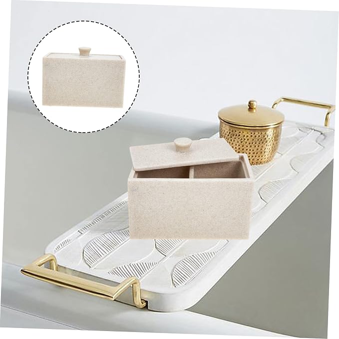 WOONEKY Compartment Cotton Pad Storage Box Detachable Divider for Hair Accessories and Makeup Applicators Compact Organizer for Cotton Swabs and Pads for Bathroom and Vanity Use