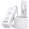 20Ft Extension Cord with Multiple Outlets, Flat Plug Power Strip Surge Protector with 20 Ft Long Cord, 6 Outlet 4 USB Ports (2 USB C), Multi Outlet Wall Plug for College, Dorm Room Essentials(White)