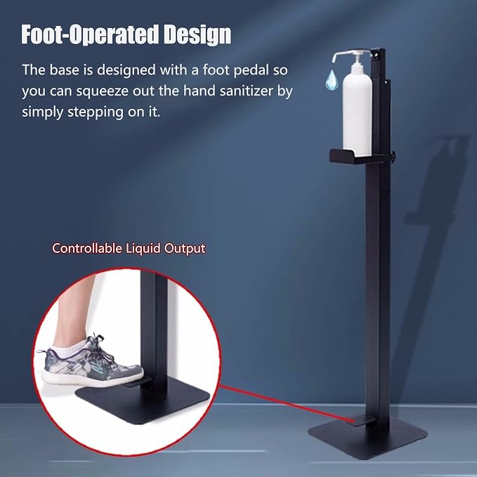 Hand Sanitizer Dispenser Stand, Black Freestanding Touchless Foot Pedal Activated Stand, Sanitizer Station for Home, Hotels, Commercial