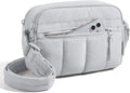 BAGSMART Cross Body Purse, Mini Crossbody Bags for Women Travel Purse, Puffy Shoulder Handbag Wallet with RFID Blocking Slots, Light Gray-small