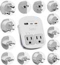 Ceptics Universal Travel Adapter, 35W World Travel Adapter Kit - 2 USA sockets, USB-A, USBC, 1x PD 35W USB-C and USBC Cable, Perfect for Laptops, Cell Phones, Chargers - Surge Protection