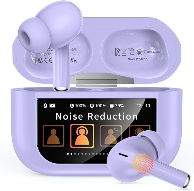 Bucephalus Wireless Earbuds, Ear Buds Active Noise Cancelling with Smart Charging Case, Bluetooth 5.4 Headphones, 48H Playtime & Bass Stereo Sound, Compatible with iPhone, Android, Pad - Aurora Purple