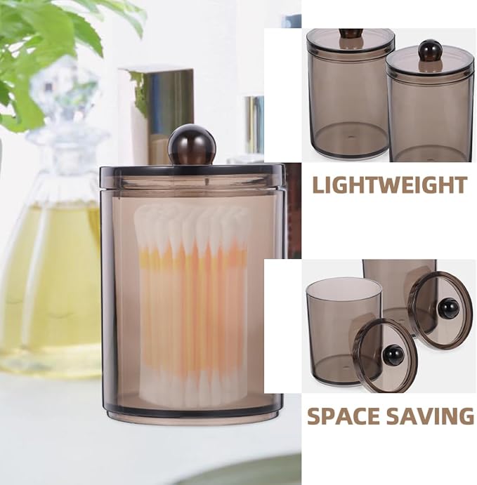 PRETYZOOM 12pcs Cotton Swab Holder Transparent Storage Jar for Cotton Pads Swabs and Toothpicks Compact Bathroom Organizer with Easy-open Lid for Efficient Storage