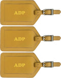 Personalized Monogrammed Leather Luggage Tags - 3 Pack