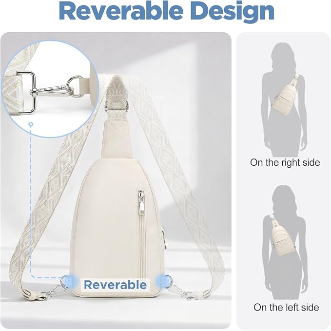 Anti Theft Sling Bag for Men & Women, Lightweight Puffer RFID Crossbody Bag for Travel, Commuting & City Walking, Hands-Free Everyday Essentials Bag White