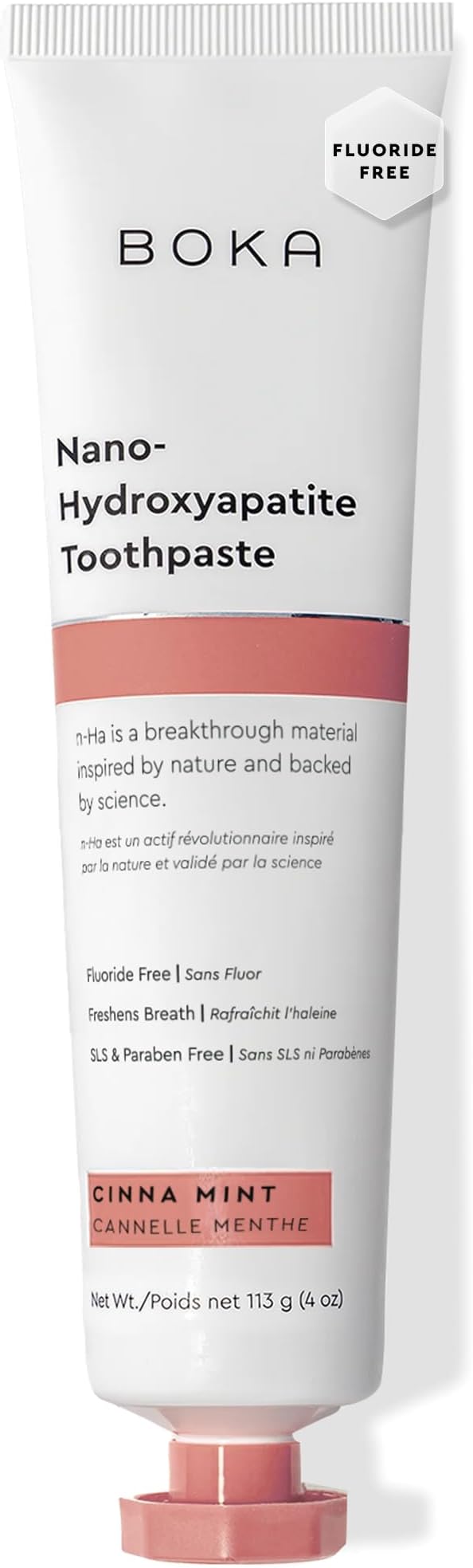 Boka Fluoride Free Toothpaste, Nano Hydroxyapatite Toothpaste, Appropriate for Sensitive Teeth - for Adult Oral Care - Cinnamon Mint Flavor, 4 Fl Oz 1Pk US Manufactured
