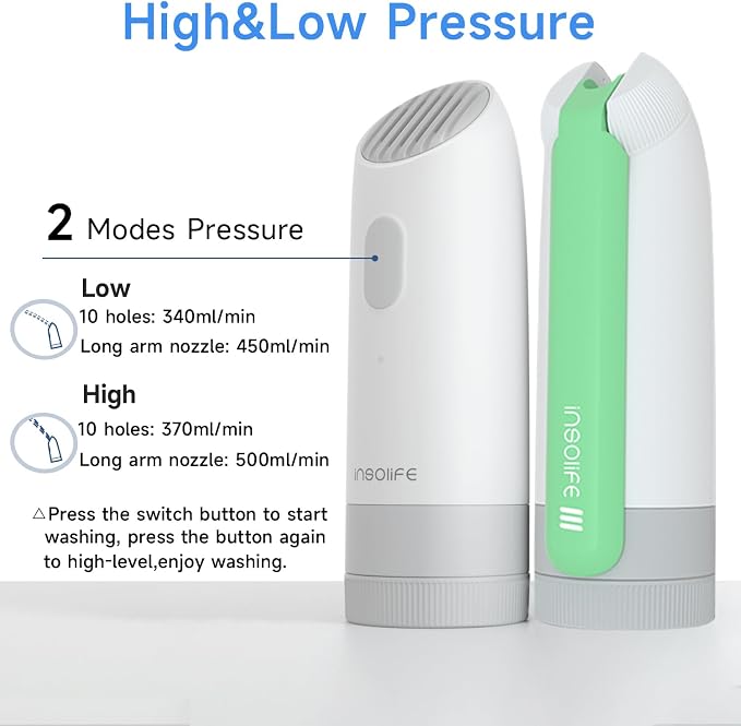 Portable Bidet | High Pressure | Travel Bidets with 2 Different Nozzle | Rechargeable Electric Portable Bidet for Men & Women | Portable Bidets for Travel (‌Military Green)