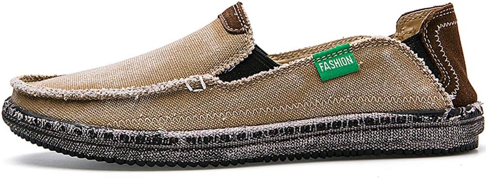 CASMAG Men's Casual Cloth Shoes Canvas Slip on Loafers Leisure Vintage Flat Boat Shoes