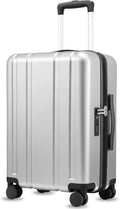 LUGGEX Carry On Luggage 22x14x9 Airline Approved, L2 100% PC Hard Shell Travel Suitcase with Smooth Spinner Wheels, TSA Lock (Silver, 20 Inch, 40L)