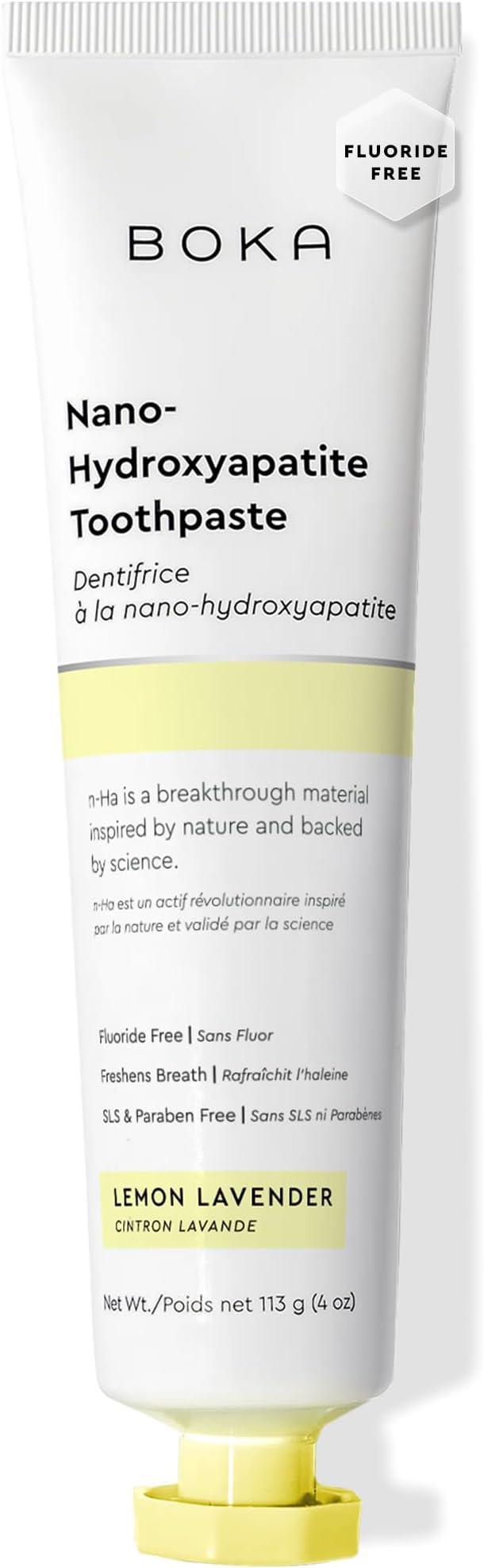 Boka Fluoride Free Toothpaste, Nano Hydroxyapatite Toothpaste, Appropriate for Sensitive Teeth - for Adult Oral Care - Lemon Lavender Flavor, 4 Fl Oz 1Pk US Manufactured