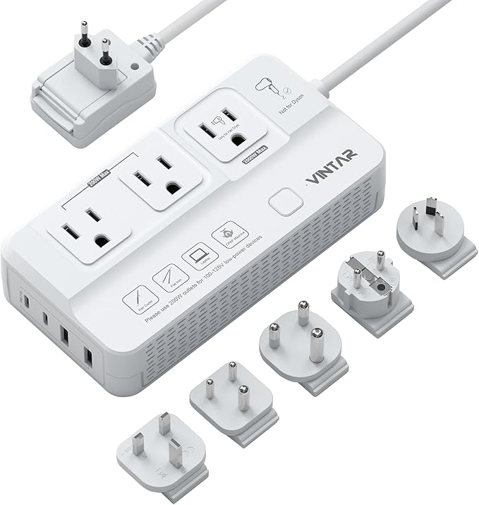 VINTAR 2000W 220V to 110V Converter for Hair Dryers, Universal Travel Adapter Voltage Converter US to Europe with 4 USB Ports(2 USB C), International Step Down Transformer for EU UK JP AU India SA