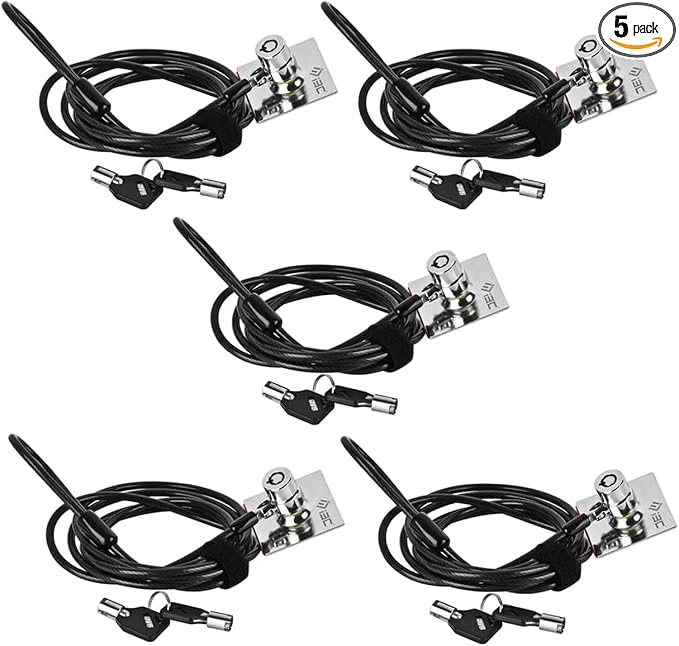 Laptop Cable Lock Hardware Security Cable Lock Anti Theft Combination Lock with Anchor Plate, Laptop-Computer-Security-Locks (5Pack)