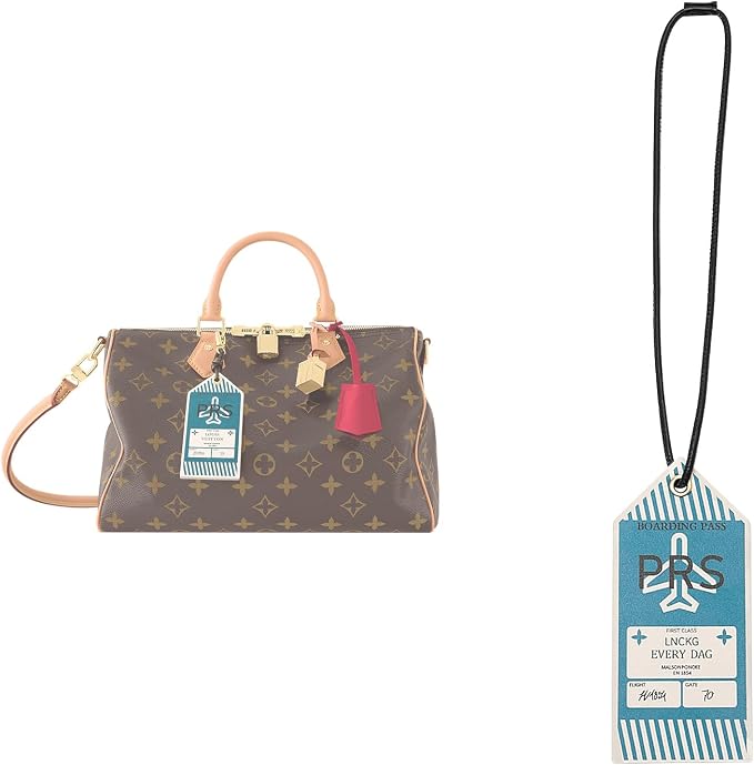 Microfibre Leather Tag for Luggage Bag or Suitcase, Decorative Hang Tag for Speedy 25 30 35 Handbag(Boarding Pass-Blue)