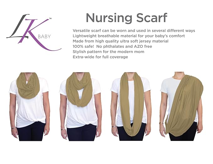 2 Pack Nursing Covers for Breastfeeding, Soft Infinity Scarf Shawl Cover Up - Lightweight, Breathable Privacy Nursing Wrap (Natural Beige, Light Brown)