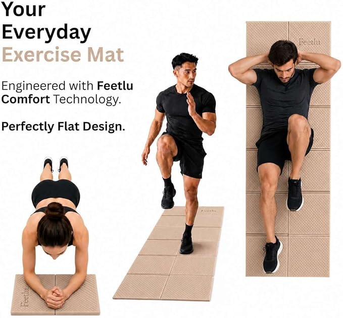 Foldable Yoga Mat, 6mm Thick, 72L x 24W Inch, Lightweight, Anti-Slip, and Easy to Store – Perfect for Travel, Yoga, Pilates, Home Workouts, and Floor Exercises