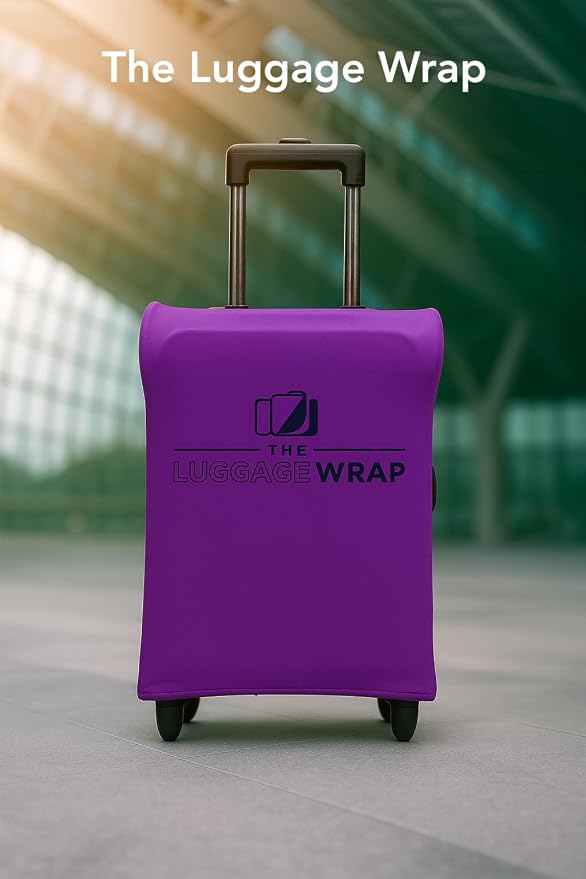 Small Purposeful Purple Water-Resistant Luggage Covers for Suitcase TSA Approved for 19"-21" - Durable Patented Design Suitcase Covers for Luggage, Fundas para Maletas, Travel Accessories